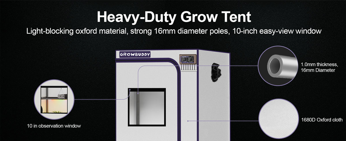 Grow Buddy 24''*24''*48'' (2×2) 1680D Indoor Grow Tent: Hydroponic, Climate Control, Optimal Growth