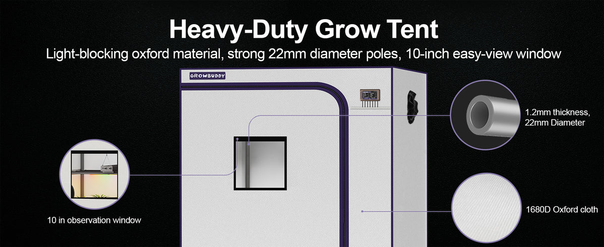 Grow Buddy 60''*30''*80'' (5×3) 1680D Indoor Grow Tent: Hydroponic, Climate Control, Optimal Growth